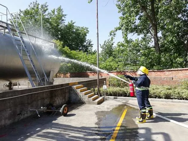 The company conducts fire fighting drills and training activities